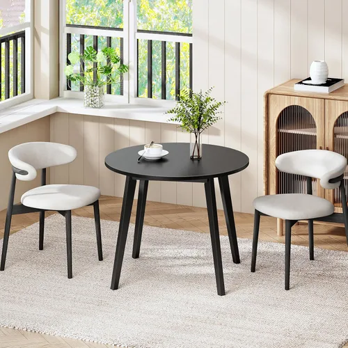 Vista 9 de HOOBRO Mesa de Comedor de Bambú, Mesa de Comedor Redonda para 2, Mesa de Cocina de 27.5" para Espacios Pequeños, Mesa de Escribir, Fácil de Montar