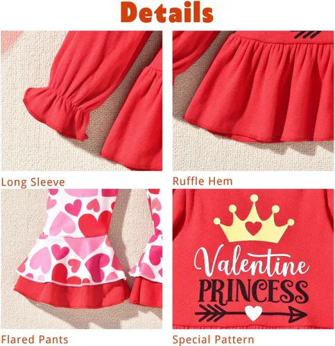 Vista 4 de Aalizzwell Toddler Girls Valentines Day Outfit