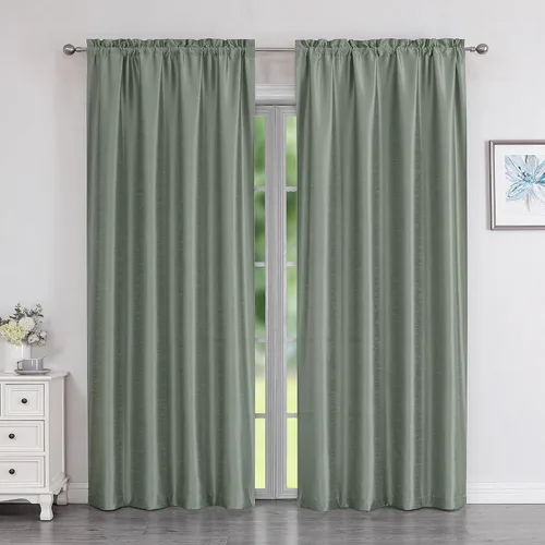 Vista 40 de Chyhomenyc Uptown - Cortinas negras de 24 pulgadas de largo, 2 paneles, cortinas cortas de seda sintética para oscurecer la habitación, cortinas
