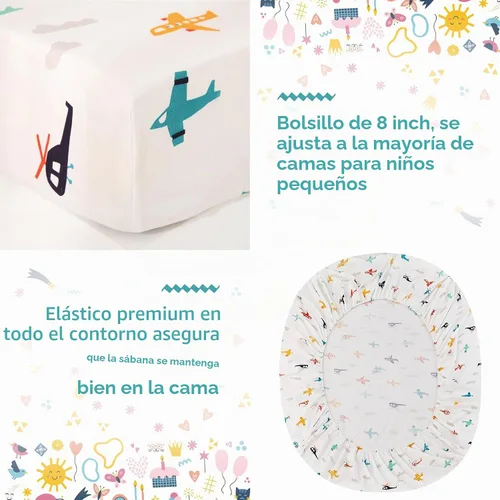 Vista 3 de JSD Juego de ropa de cama infantil de avión