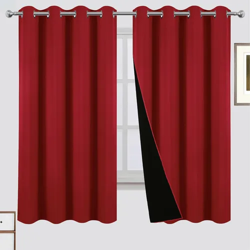 Vista 75 de LEMOMO Cortinas 100% opacas de 38 x 54 pulgadas, 2 paneles de oscurecimiento con aislamiento térmico para dormitorio