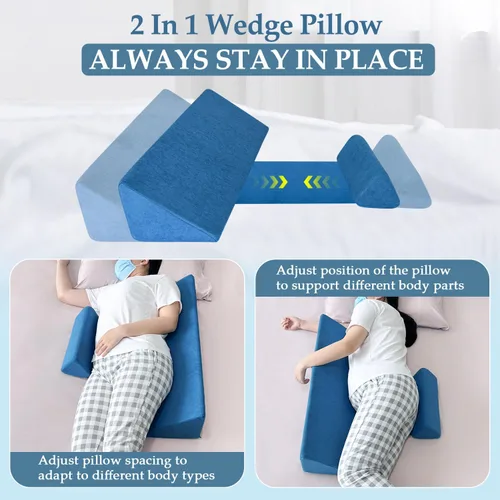 Vista 4 de NEPPT Almohada de Cuña Posicionadora Corporal Cuñas de Posicionamiento de Espalda Funda de Almohada de Elevación para Embarazo Dormitorio Alineación