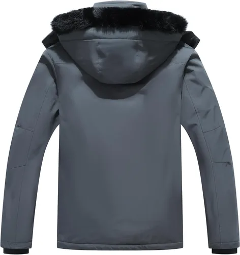 Vista 2 de MOERDENG Chaqueta impermeable de nieve para hombre, chaqueta de esquí a prueba de viento, chaqueta de snowboard con capucha