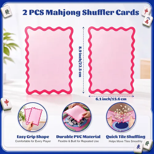 Vista 4 de Duraaamo American Mahjong Mat Set, 31.5" with 4 Racks & Bag, Pink, B