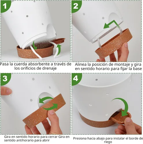 Vista 4 de 6 Inch Orchid Pot, 2 Pack Self Watering Plant Pots, Orchid Pots with Holes Blanco+Marrón