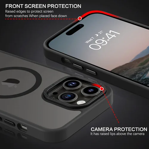 Vista 5 de BENTOBEN Funda magnética para iPhone 14 Pro [compatible con Magsafe] translúcida mate 14 Pro, delgada, a prueba de golpes, para mujeres, hombres
