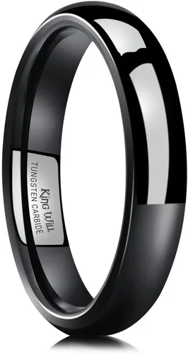 Vista 14 de King Will Alianza de boda de carburo de tungsteno para hombres y mujeres, anillos de promesa para parejas abovedados de alto pulido