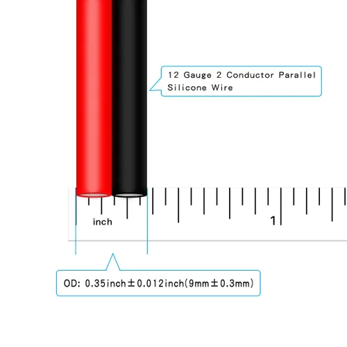 Vista 2 de BNTECHGO 12 Calibre Flexible 2 Conductores Paralelos de Silicona, Cable Rojo y Negro de 3 Pies, Cable de Cobre Estañado Trenzado