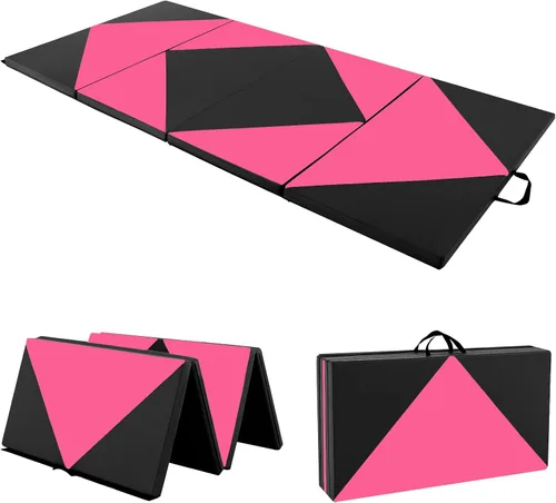 Vista 13 de Giantex 4'x8' Gymnastics Mat, 2" Thick Folding Tumbling Mat with Carrying Handles, Foldable Gym Mat with Hook and Loop Fastener, Cheer Mats for Kids