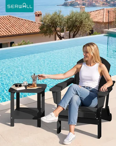 Vista 2 de SERWALL Mesa auxiliar Double Adirondack, Mesa auxiliar de forma rectangular, Negra