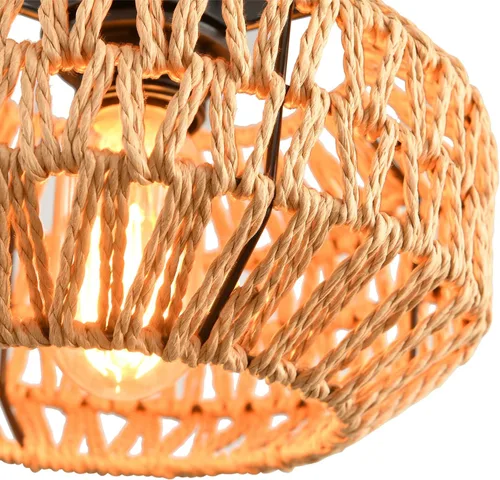 Vista 3 de 1 paquete de lámparas de granja para montaje en techo, mini lámpara de techo de ratán bohemio semiempotrada, accesorios de luz de pasillo tejidos a