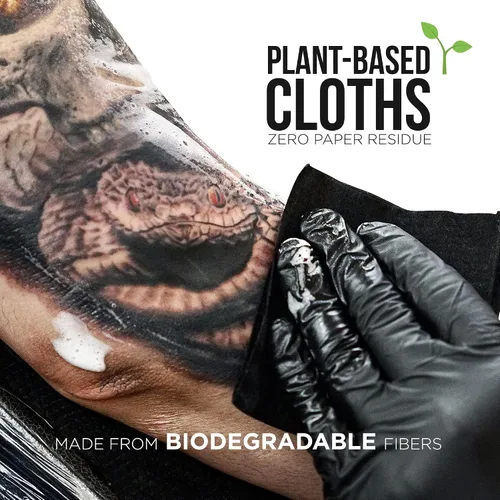 Vista 3 de Wipe Outz Toallas negras para tatuajes – Toallitas secas de alta calidad para tatuajes y cuidados posteriores de PMU – Toallitas suaves