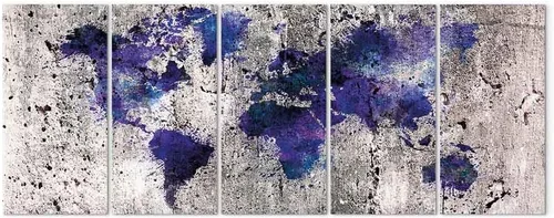 Vista 9 de artgeist Lienzo decorativo para pared, mapa del mundo, 40 x 16 pulgadas, 5 unidades, decoración del hogar, enmarcado, estirado, foto, pintura