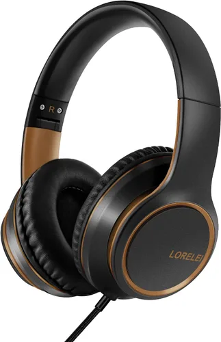 Vista 7 de LORELEI X8 - Auriculares de diadema con cable y micrófono con 1.45m de línea de nylon sin enredos y conector de 3.5mm, auriculares ligeros