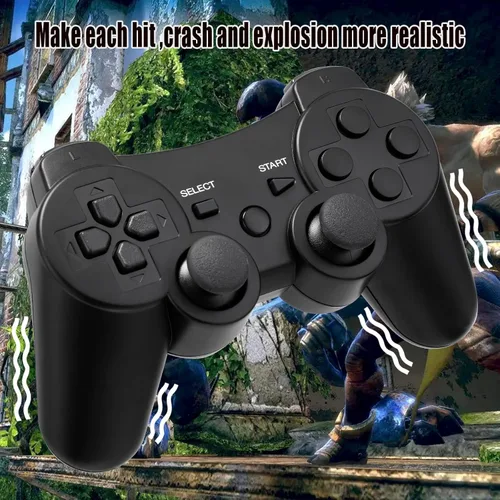 Vista 4 de Diswoe Controller for PS-3, Wireless Bluetooth Controller Gamepad Joystick, Double Vibrating Controller for Play_station 3 with Charger Cable Cord