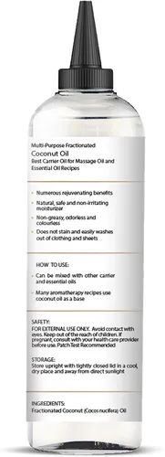 Vista 8 de Majestic Pure Aceite de coco fraccionado, aceite de masaje relajante, aceite portador líquido para diluir aceites esenciales, aceite hidratante