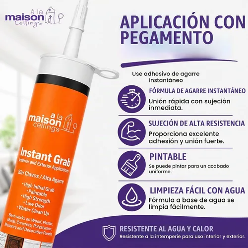 Vista 3 de À LA MAISON CEILINGS Adhesivo blanco Instant Grab – Panel de pared para azulejos de techo y adhesivo de moldura de corona, pegamento resistente al