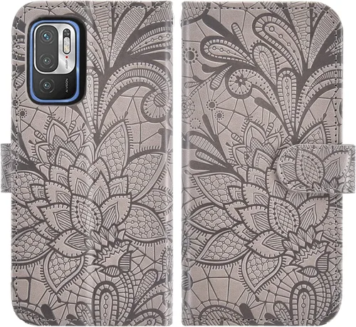Vista 5 de Asuwish Funda de teléfono para Xiaomi Redmi Note 10 5G con protector de pantalla de vidrio templado y cubierta de billetera de encaje, soporte