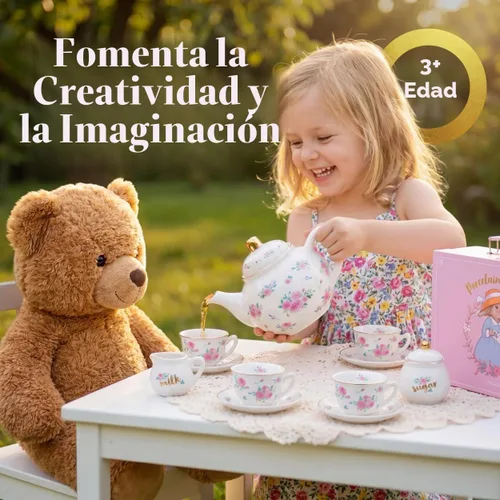 Vista 5 de Giggle & Honey® White Floral Tea Party Set for Little Girls