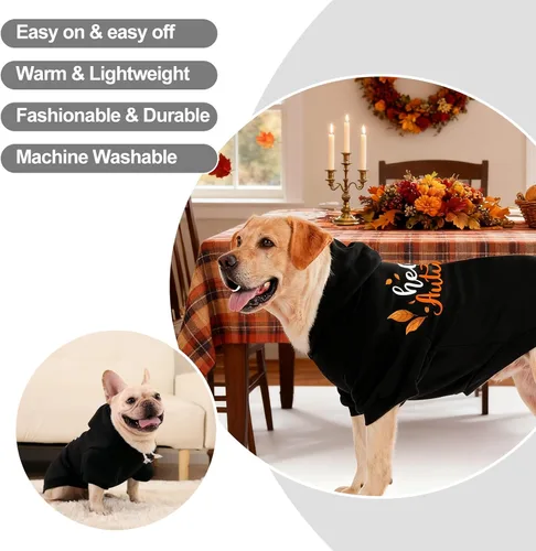 Vista 6 de EXPAWLORER Sudadera con capucha para otoño de perro - Suéteres suaves y cálidos para perros, ropa para mascotas, abrigo de otoño e invierno