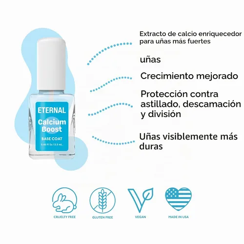 Vista 3 de Eternal Esmalte de uñas de gel de calcio – 0.5 fl oz de esmalte de uñas base Esmalte de uñas transparente para cuidado de uñas y fortalecedor