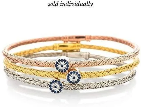 Vista 4 de Pulsera de plata de ley contra el mal de ojo para mujer
