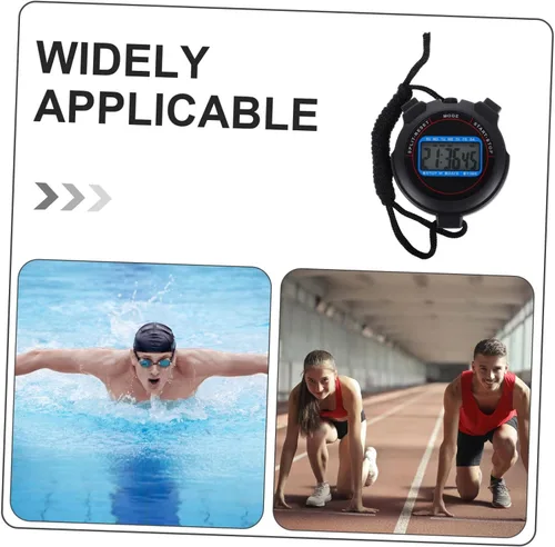 Vista 3 de Cronómetro deportivo digital con alarma de fecha, temporizador de alta precisión para natación, correr, yoga, cronómetro negro para entrenadores