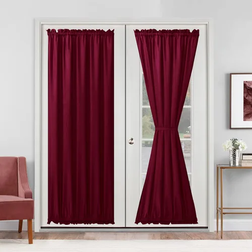 Vista 46 de Cortinas para puerta francesa, color aguamarina, 24 pulgadas de ancho x 40 pulgadas de largo, 1 panel Bolsillo para barra, semitransparente