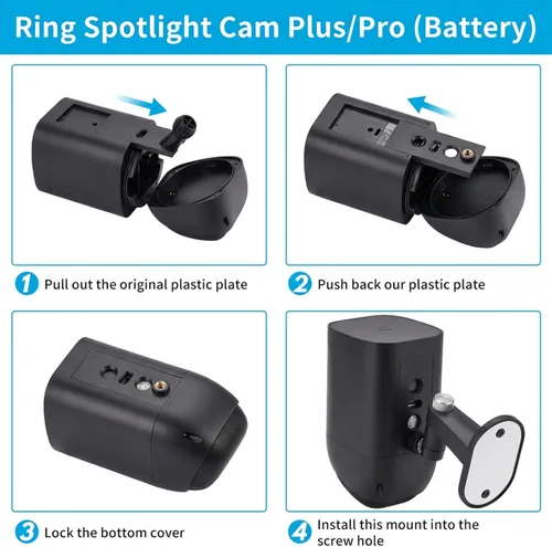 Vista 6 de 2Pack Security Wall Mount for Ring Spotlight Cam Battery and Ring Spotlight Cam Plus/Pro (Battery), 360° Adjustable Indoor/Outdoor Mounting Bracket