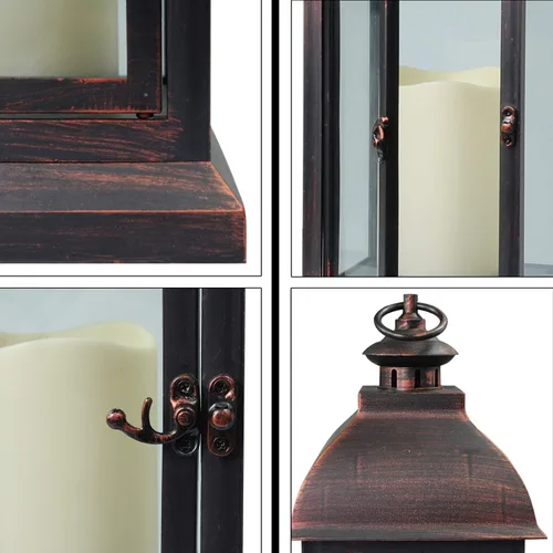 Vista 6 de WRalwaysLX Linterna Decorativa de 15 pulgadas de alto que se Abre como Puerta con Luz de Vela LED sin Llama, Linterna LED