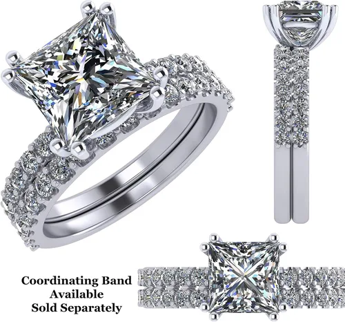Vista 6 de Central Diamond Center Princess Cut Solitaire Engagement Ring made wPure Brilliance Zirconia in 1.50ct, 2.00ct, & 3.00ct