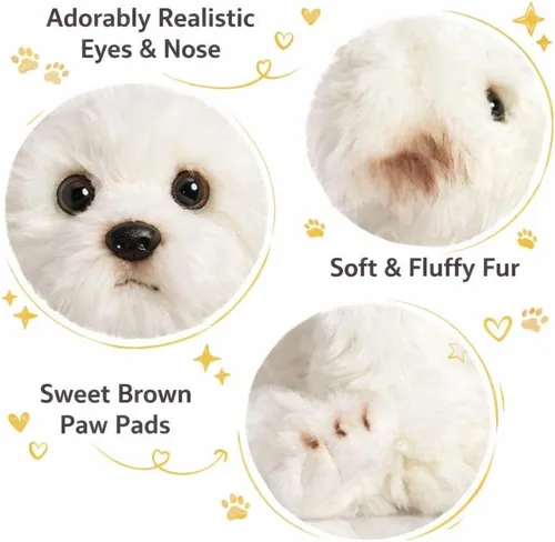 Vista 5 de HollyHOME Peluche maltés realista de perro maltés, regalo para mascotas, 13 pulgadas