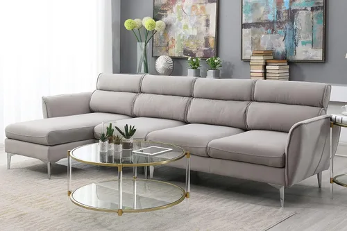 Vista 3 de Sofá modular convertible de 111 pulgadas, sofá de franela en forma de L con diván para zurdos y diestros