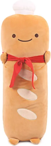 Vista 9 de ARELUX almohada de felpa de rebanada de pan divertida, de tostada, de 19.6 pulgadas, almohada para abrazar, con bufanda roja, tostada suave