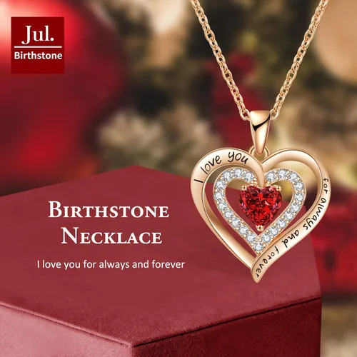 Vista 3 de REDBEE Necklaces for Women Birthstone Heart Necklace Jewelry for Wife Girlfriend Woman Necklace