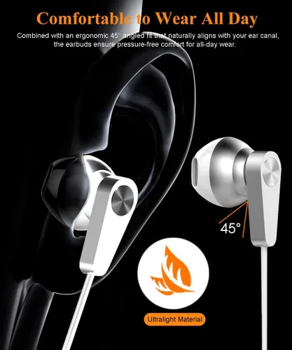 Vista 4 de Auriculares USB C, auriculares magnéticos USB-C con cable, auriculares estéreo de alta fidelidad tipo C con micrófono de control de volumen