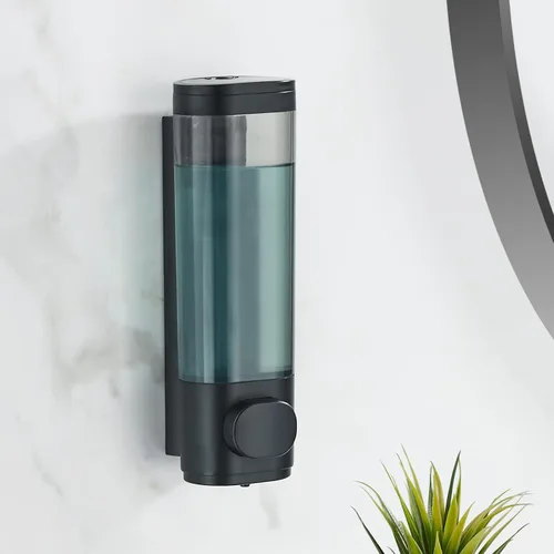 Vista 8 de Dispensador de ducha Pollock - Dispensador de champú y acondicionador sin taladro de 1 cámara para baño, de gran capacidad, negro