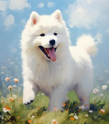 Vista 7 de ZMHZMY Pintura por números DIY blanco samoyedo perro arte pintura al óleo regalo único decoración del hogar accesorios 15.7x19.7 in sin marco