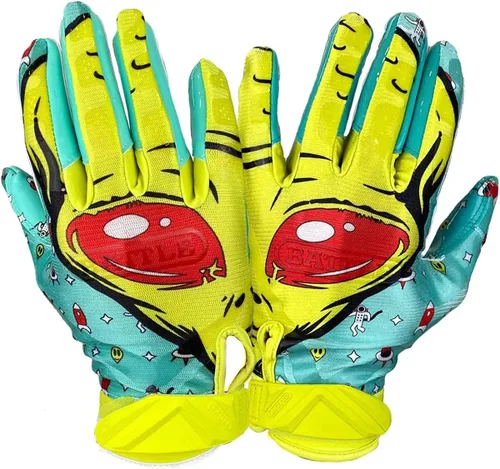 Vista 58 de Battle Sports - Guantes de fútbol americano para receptor abierto con dorso de mano, ultraadherentes y con agarre, antideslizantes, para adultos
