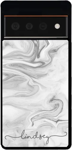 Vista 9 de Funda de goma negra personalizada con texto de mármol blanco y negro compatible con Google Pixel 10, 10 Pro, 10 Pro XL, 9a, 9 Pro, Pixel 9, Pixel 9
