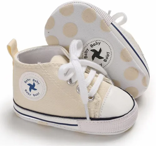 Vista 2 de Zapatos unisex para bebés, niñas y niños, suela suave, lona para recién nacidos, primeros pasos, zapatillas altas antideslizantes