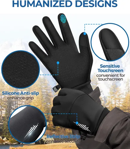 Vista 4 de rivmount Guantes de invierno resistentes al agua para pantalla táctil, para mujeres y hombres, guantes térmicos cálidos para clima frío, correr