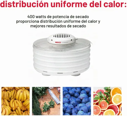 Vista 5 de Máquina para deshidratar alimentos Nesco American Harvest FD-37 con 4 bandejas, 1, Blanco