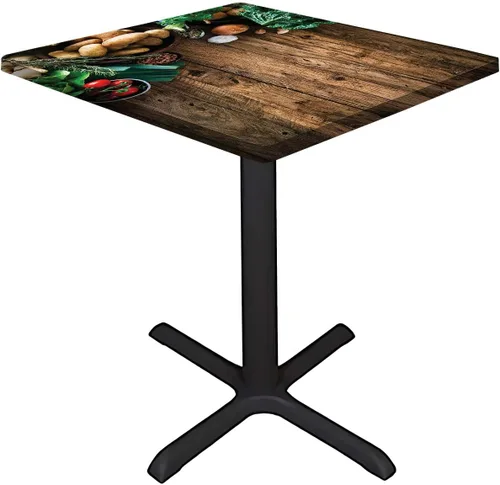 Vista 2 de Manteles de cosecha de verduras en mesa de madera, manteles decorativos para el hogar, se adapta a mesas de 24 x 24 pulgadas, ideal para la cocina