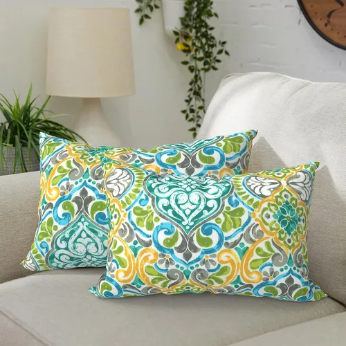 Vista 79 de DYTXIII Paquete de 2 almohadas lumbares impermeables para exteriores con rellenos, 12 x 20 pulgadas, almohada decorativa rectangular para patio