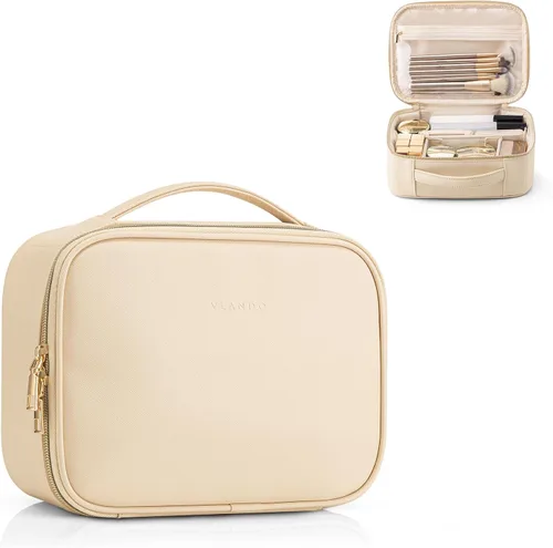 Vista 11 de Vlando - Bolsa de maquillaje de viaje, organizador de bolsa de maquillaje, ideas de regalo para mujeres y niñas, bolsa de almacenamiento