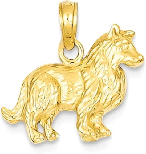 Vista 9 de IceCarats 14K Solid Yellow Gold Collie Dog Necklace Chain Pendant Charm