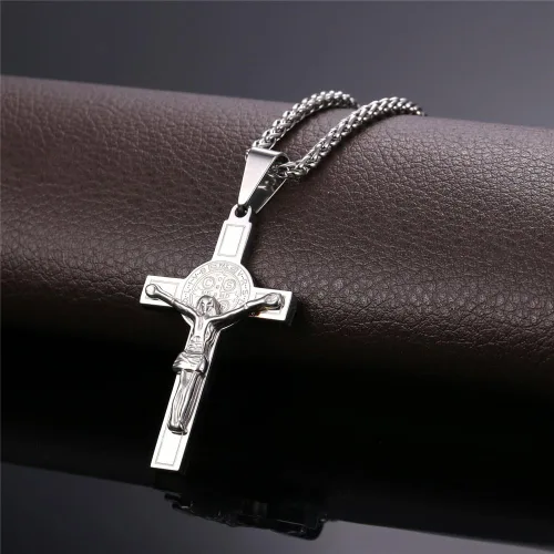 Vista 3 de U7 Russian Orthodox Cross PendantPraying HandsIchthys Sign for Men Women Stainless Steel 18K Gold Plated Jesus Pendant Christian Religious