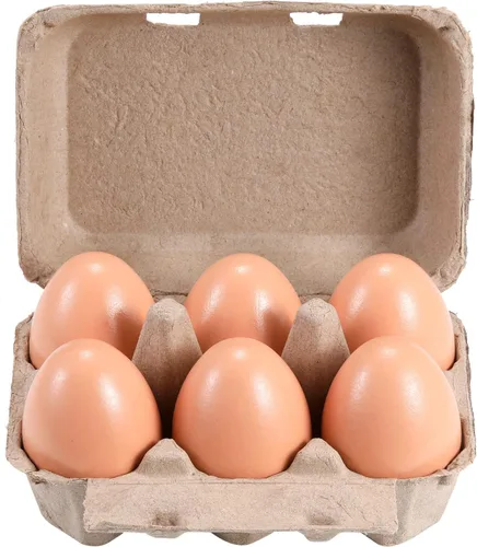 Vista 3 de Media docena de cajas de huevos vintage, paquete de 50 cartones de huevos de pulpa natural en blanco, 6 unidades para huevos de gallina, bandeja