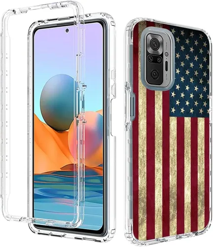 Vista 6 de Funda para teléfono Redmi Note 10 Pro 4G/Note 10 Pro Max con protector de pantalla de vidrio templado, lindo patrón de bandera transparente